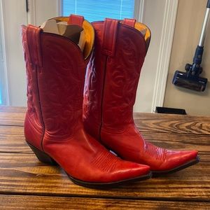 Rudel Red Leather Cowboy Boots Size 7.5